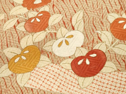 平和屋着物■訪問着　刺繍　草花文　金彩　正絹　逸品　CABK3790ev
