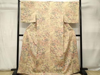 平和屋着物■上質な小紋　枝花文　花鳥文　金彩　正絹　逸品　CABK3792ev