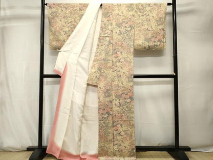 平和屋着物■上質な小紋　枝花文　花鳥文　金彩　正絹　逸品　CABK3792ev