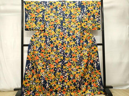 平和屋着物■上質な小紋　枝椿花文　ロング丈　正絹　逸品　CABK3794ev