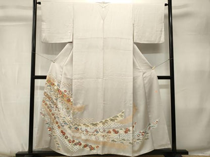 平和屋着物■十日町友禅作家　龍谷　色留袖　鬘帯宝尽し花蝶文　金彩　正絹　逸品　CABK3797ev