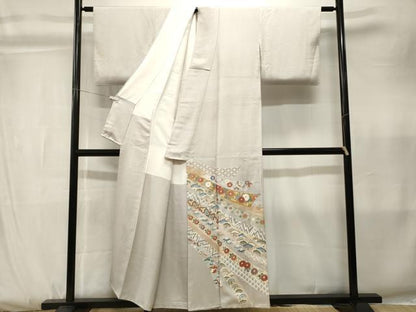 平和屋着物■十日町友禅作家　龍谷　色留袖　鬘帯宝尽し花蝶文　金彩　正絹　逸品　CABK3797ev