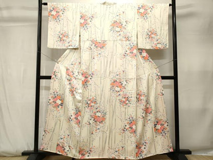 平和屋着物■上質な小紋　竹　花籠文　正絹　逸品　CABK3798ev