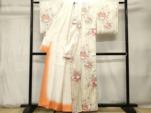 平和屋着物■上質な小紋　竹　花籠文　正絹　逸品　CABK3798ev