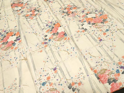 平和屋着物■上質な小紋　竹　花籠文　正絹　逸品　CABK3798ev