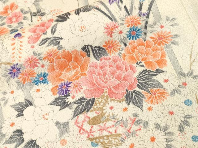 平和屋着物■上質な小紋　竹　花籠文　正絹　逸品　CABK3798ev