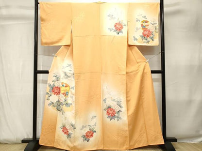 平和屋着物■訪問着　乱菊　貝桶草花文　暈し染め　金彩　正絹　逸品　CABK3799ev