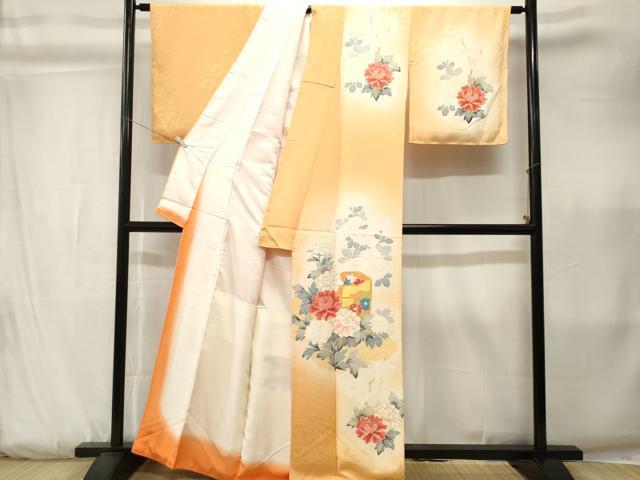 平和屋着物■訪問着　乱菊　貝桶草花文　暈し染め　金彩　正絹　逸品　CABK3799ev
