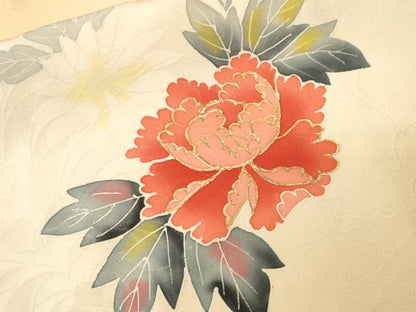 平和屋着物■訪問着　乱菊　貝桶草花文　暈し染め　金彩　正絹　逸品　CABK3799ev