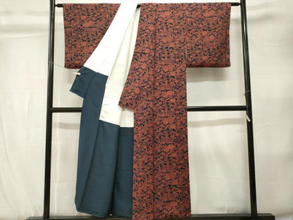 平和屋着物■上質な小紋　流水草花文　正絹　逸品　CABK3800ev