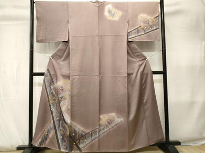 平和屋着物■訪問着　吉祥花蝶文　暈し染め　金彩　正絹　逸品　CABK3802ev