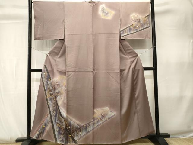 平和屋着物■訪問着　吉祥花蝶文　暈し染め　金彩　正絹　逸品　CABK3802ev