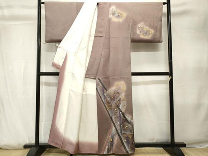 平和屋着物■訪問着　吉祥花蝶文　暈し染め　金彩　正絹　逸品　CABK3802ev