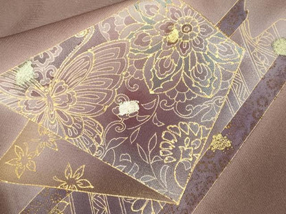 平和屋着物■訪問着　吉祥花蝶文　暈し染め　金彩　正絹　逸品　CABK3802ev