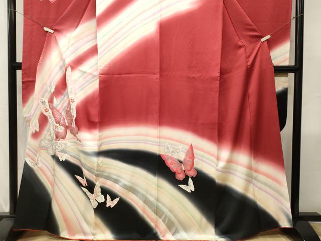 平和屋着物■豪華振袖　霞花蝶文　暈し染め　銀彩　正絹　逸品　CABK3803ev