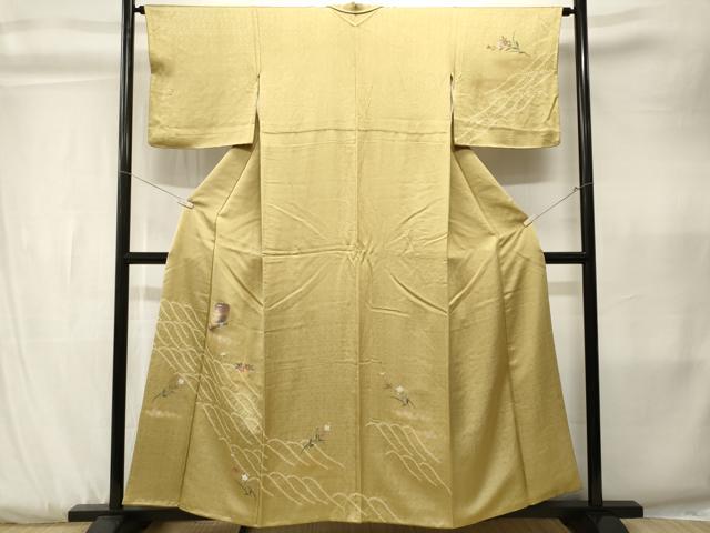 平和屋着物■訪問着　霞花蝶文　暈し染め　銀彩　正絹　逸品　CABK3804ev