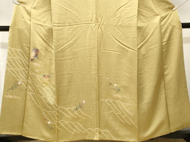 平和屋着物■訪問着　霞花蝶文　暈し染め　銀彩　正絹　逸品　CABK3804ev