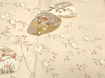 平和屋着物■訪問着　貝合せ人物枝花文　金彩　鈴乃屋扱い　正絹　逸品　CABK3806ev