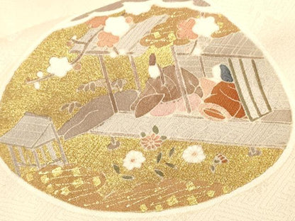 平和屋着物■訪問着　貝合せ人物枝花文　金彩　鈴乃屋扱い　正絹　逸品　CABK3806ev