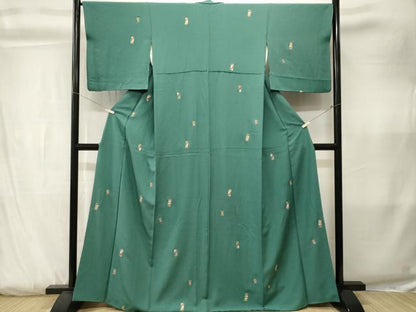 平和屋着物■上質な小紋　色紙飛鶴花文　金彩　正絹　逸品　CABK3808ev
