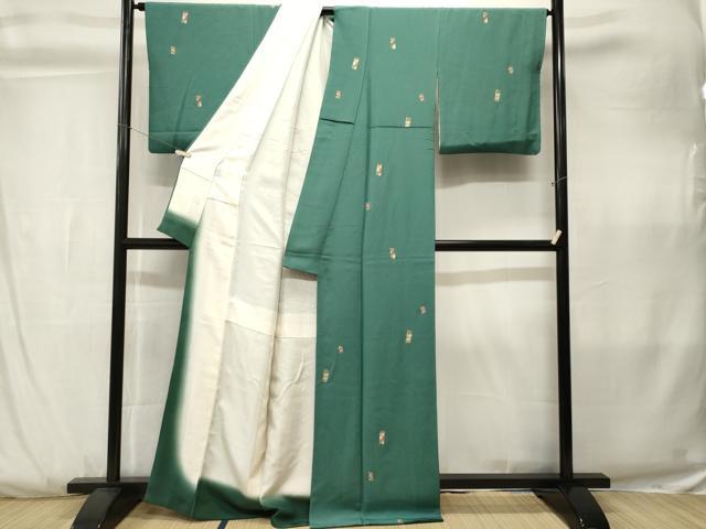 平和屋着物■上質な小紋　色紙飛鶴花文　金彩　正絹　逸品　CABK3808ev