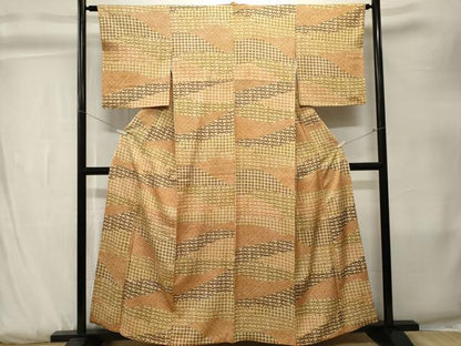 平和屋着物■上質な小紋　切嵌花文　正絹　逸品　CABK3813ev