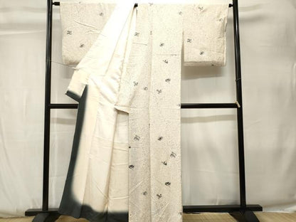 平和屋着物■訪問着　扇面枝花文　銀彩　正絹　逸品　CABK3818ev
