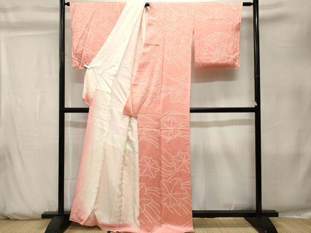 平和屋着物■上質な小紋　総絞り　楓文　正絹　逸品　CABK3819ev