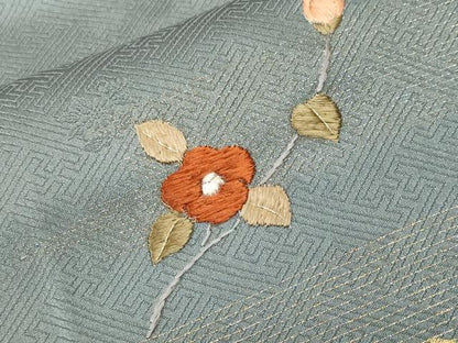 平和屋着物■訪問着　刺繍　枝花文　暈し染め　金彩　正絹　逸品　CABK3821ev