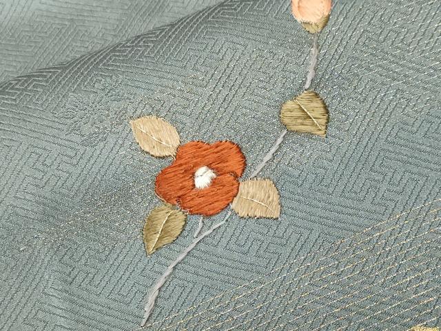 平和屋着物■訪問着　刺繍　枝花文　暈し染め　金彩　正絹　逸品　CABK3821ev