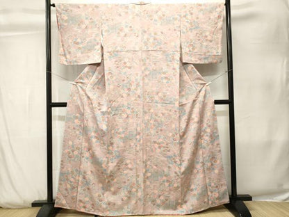 平和屋着物■上質な小紋　草花文　花車文　正絹　逸品　CABK3822ev