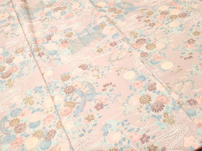 平和屋着物■上質な小紋　草花文　花車文　正絹　逸品　CABK3822ev
