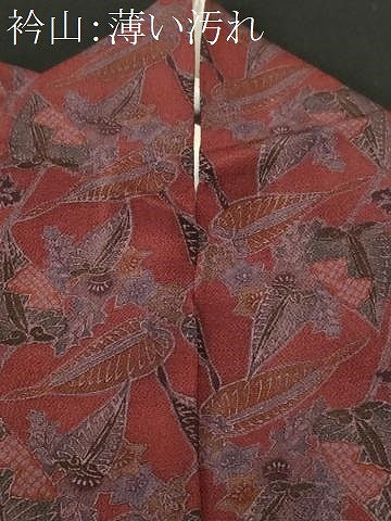 平和屋着物■上質な小紋　枝葉文　鬼しぼ縮緬　正絹　逸品　CABK3824ev