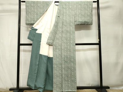 平和屋着物■上質な小紋　菱幾何学文　正絹　逸品　CABK3828ev