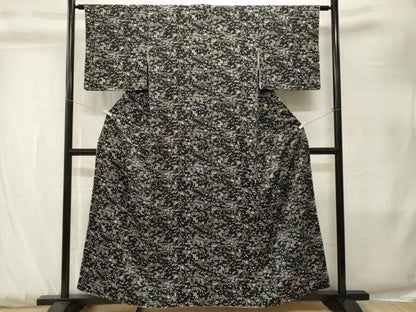 平和屋着物■上質な小紋　風景文　黒地　正絹　逸品　CABK3831ev