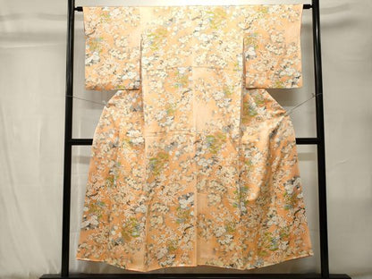 平和屋着物■上質な小紋　色紙枝花文　正絹　逸品　CABK3833ev
