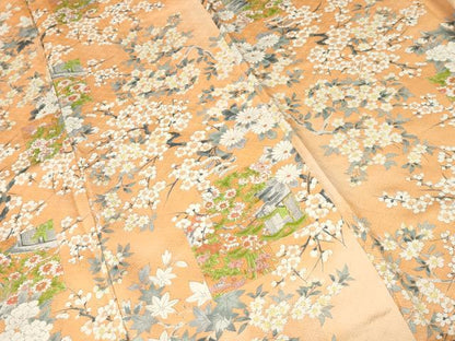 平和屋着物■上質な小紋　色紙枝花文　正絹　逸品　CABK3833ev
