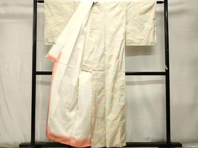 平和屋着物■上質な紬　幾何学文　正絹　逸品　CABK3835ev