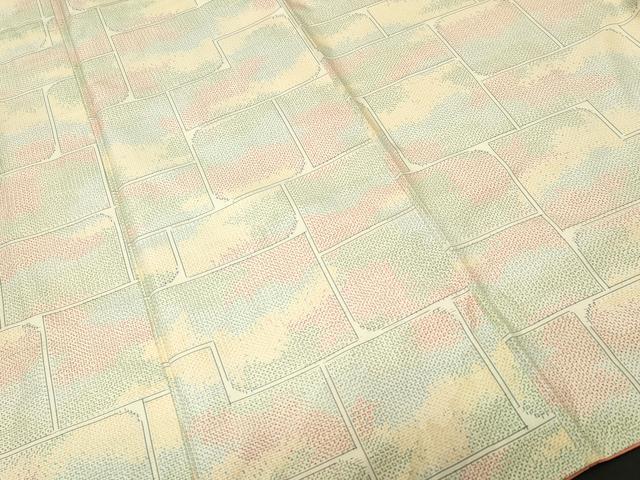 平和屋着物■上質な紬　幾何学文　正絹　逸品　CABK3835ev