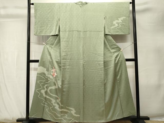 平和屋着物■訪問着　刺繍　絞り　鏡裏枝花文　正絹　逸品　CABK3836ev