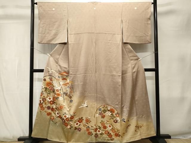 平和屋着物■豪華色留袖　飛鶴籬草花文　暈し染め　金彩　正絹　逸品　CABK3840ev