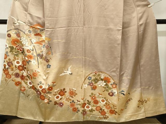 平和屋着物■豪華色留袖　飛鶴籬草花文　暈し染め　金彩　正絹　逸品　CABK3840ev
