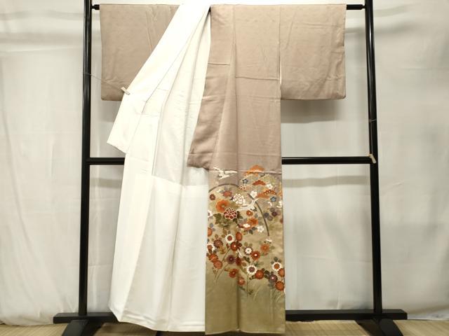 平和屋着物■豪華色留袖　飛鶴籬草花文　暈し染め　金彩　正絹　逸品　CABK3840ev