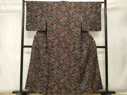 平和屋着物■上質な小紋　切嵌花唐草文　正絹　逸品　CABK3848ev