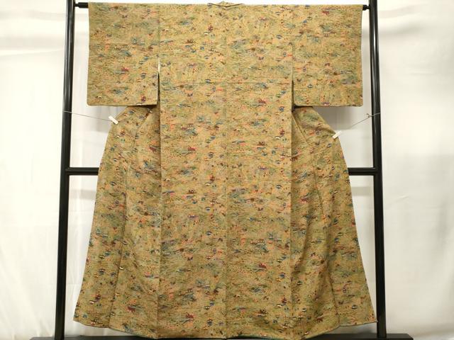 平和屋着物■上質な小紋　鴛鴦風景文　正絹　逸品　CABK3849ev