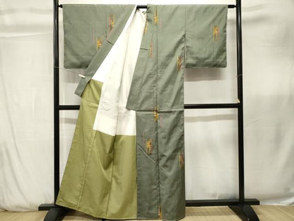 平和屋着物■上質な紬　孔雀　正絹　逸品　CABK3851ev