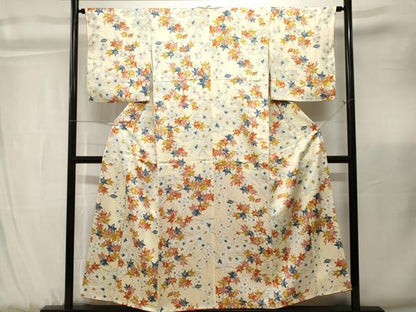 平和屋着物■上質な小紋　枝梅楓花文　正絹　逸品　CABK3852ev