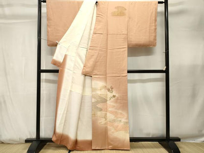 平和屋着物■訪問着　道長草花文　暈し染め　金彩　正絹　逸品　CABK3855ev