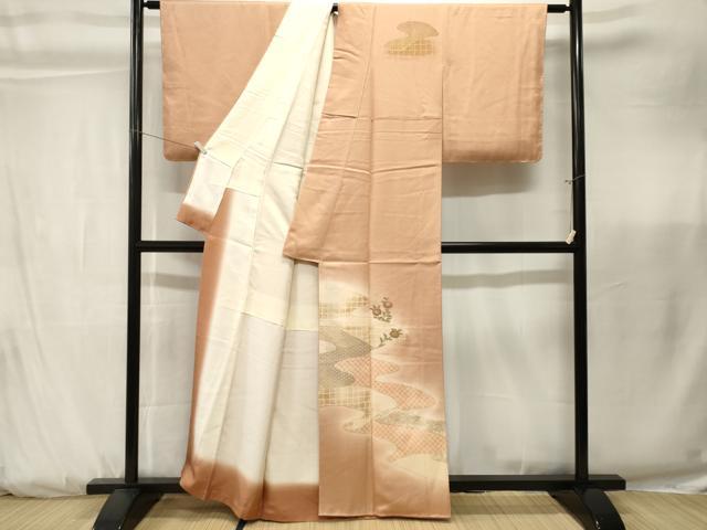 平和屋着物■訪問着　道長草花文　暈し染め　金彩　正絹　逸品　CABK3855ev