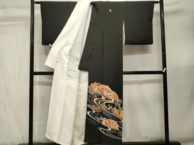 平和屋着物■豪華黒留袖　総刺繍　流水菊文　宝尽し花唐草文　金彩　松坂屋扱い　　正絹　逸品　CABK3856ev